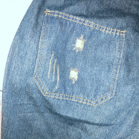 COPY - DISTRESSED LOOK BLUE OVERALLS - Picture 6 of 16